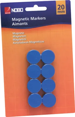 Produktbild von Nobo Magnete für magnetisches Whiteboards, 8 Stück, 20 mm, Blau, 1901443
