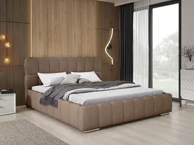 Obrázek produktu pro Čalouněná postel Boucle 180x200 Avilla – manželská postel s roštem, úložným prostorem – hnědá