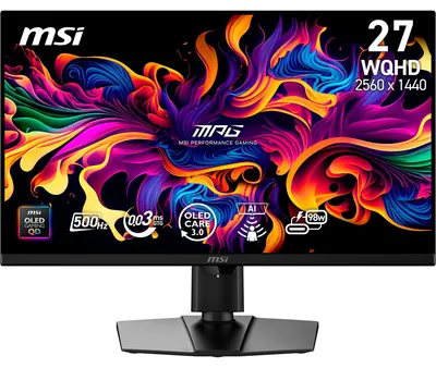 Produktbild von MSI MPG 271QRDE X50 - OLED-Monitor - Gaming - 68.6 cm (27") (26.5" sichtbar) - 2560 x 1440 WQHD @ 500 Hz - 1000 cd/m² - 1500000:1 - DisplayHDR 500 True Black - 0.03 ms - 2xHDMI, DisplayPort, USB-C
