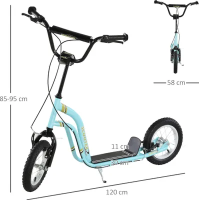 Produktbild von HOMCOM Kinderroller Höhenverstellbar Tretroller mit 12 Zoll Luftreifen Hellblau