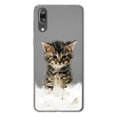 Produktbild von MuchoWow® Handyhülle Schutzhülle Hülle für Huawei P20 Katze - Kätzchen - Federn Silikon Softcase Handy Hülle - Hardcover