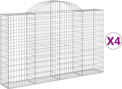 Produktbild von vidaXL Gabionen mit Hochbogen 4 Stk. 200x30x120/140cm Verzinktes Eisen