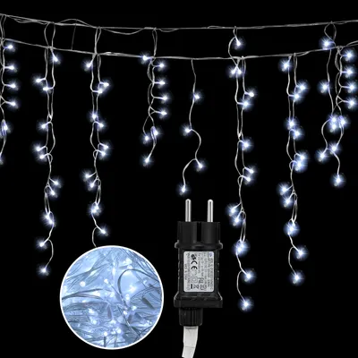 Immagine prodotto di Jayseuw 10M LED Ice Rain Fairy Lights Indoor Warm White Light Curtain 400 LED Icicle Christmas Lights 8 Modes Christmas Decoration Party Garden