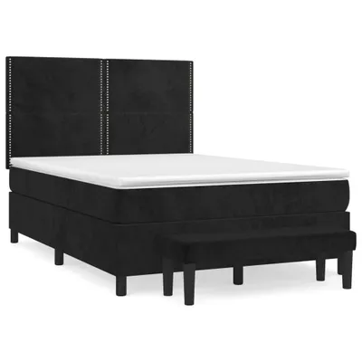 Produktbild von vidaXL Boxspringbett mit Matratze Schwarz 140x200 cm Samt