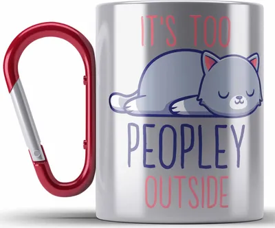 Produktbild von Trendation - Lustige Edelstahl Tasse Karabiner mit Spruch Katzenbesitzer Geschenk Sprüche Karabiner Edelstahl Tasse Karabiner Edelstahl (Rot)