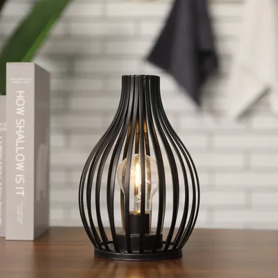 Tischlampe mit Timer, Vasenform, 24 cm, Schwarz