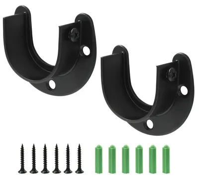 Rohrhalter 2er-Pack, 38 mm, Edelstahl, schwarz, für Kleiderstangen
