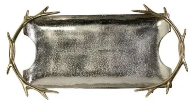 Image de Plateau de service Mars & More, modèle "Geweih", en or et en argent, dimensions : 5 x 52 x 30 cm