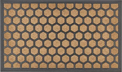 Produktbild von BELIANI Fußmatte Naturfarben u. Schwarz 45 x 75 cm Rechteckig Indoor Innenbereich mit Wabenmuster Fußabtreter