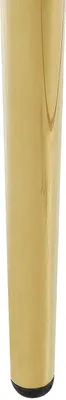 A close-up shot of a gold-colored table leg.