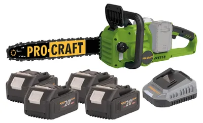 Produktbild von Procraft PCA42/2 Akku Kettensäge 40 V ( 2x 20 V ) 406 mm Brushless + 4x Akku 4,0 Ah + Ladegerät