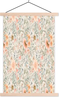 Produktbild von MuchoWow® Textilposter Blumen - Sonnenblume - Pastell - Muster 120x180 cm mit holzfarbenen Rahmen - Textil-Plakat