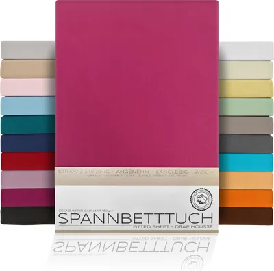 Produktbild von Spannbetttuch Bettlaken aus gekämmter Baumwolle Premium Jersey 160g/m²,90x200cm,Bordeaux, Matratzenart:Topper