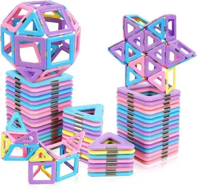 Image de Blocs de construction magnétiques pour enfants - Jeu de construction magnétique - Blocs de construction magnétiques Montessori
