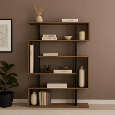 Immagine prodotto di Dmora Libreria Agamermis 25.5x110x161h cm Marrone, 4 Ripiani Portata Ripiani 25