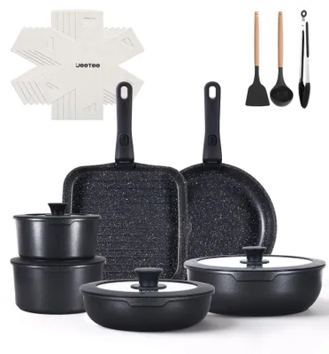 Image de Ensemble de batterie de cuisine de 19 pièces avec revêtement antiadhésif