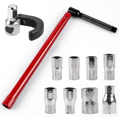 Produktbild von Standhahnmutterschlüssel aus Stahl, Armaturenzange 8-17 mm, Wasserhahn-Schlüssel, Universalwerkzeug für Waschbeckenarmaturen