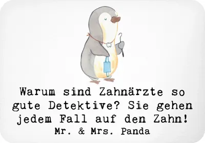 Produktbild von Mr. & Mrs. Panda magnet Zahnarzt Detektiv - Weiß - Geschenk, Zahn, kreative Geschenke, wandmagnet, Berufe, zettelhalter, Familie, präzision, Beruf, whiteboardmagnet
