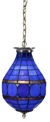 Image de Lampe suspendue Tiffany BLUE CHROME Ø24