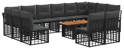Produktbild von vidaXL Gartensofa-set 13 stk. Schwarz und Dunkelgrau Poly-Rattan