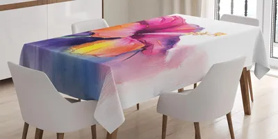 Produktbild von ABAKUHAUS Blume Tischdecke, Fantasie Amaryllis Wasserfarbenzeichnung Farbübergänge Bunt Surrealer Druck, 140 x 200 cm, Mehrfarbig