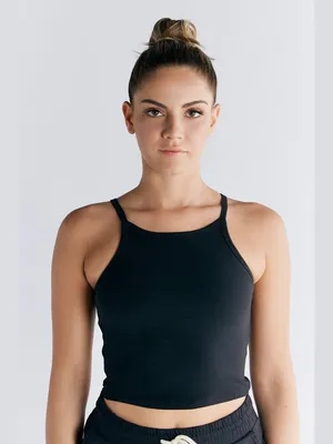 Produktbild von Damen Crop-Top aus 95% Baumwolle und 5% Elasthan mit integriertem Bustier