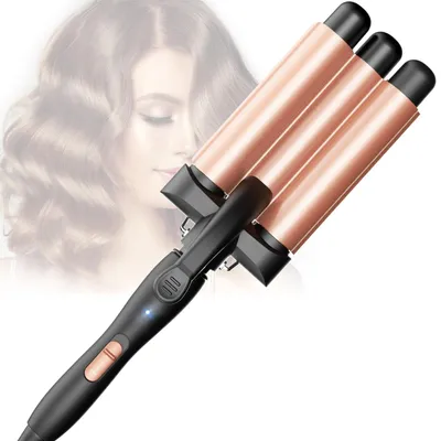 Produktbild von Lockenstab 3 Fässer, Beach Waves Welleneisen mit einstellbarer Temperatur, PTC S