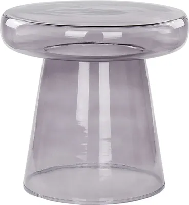 Produktbild von BELIANI Beistelltisch Grau Rauchglas Glänzend Hoch Rund 39 cm T-Form Pilzform Konisch Retro-Stil Couchtisch für Pflanzen Wohnzimmer Ausstattung