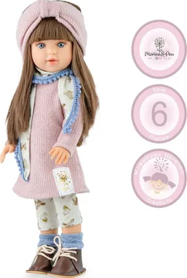 Puppe Ronja 40 cm mit langen braunen Haaren und Vinylkörper für Kinder Spielzeug-Puppe Spielpuppe Spielwaren Geschenkidee Geburtstag Weihnachten