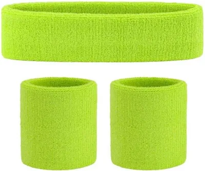 Immagine prodotto di Jumada's - Set di 3 fasce antisudore - Per testa e polsi - Verde chiaro
