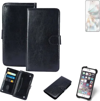Produktbild von K-S-Trade 360° Hülle kompatibel mit Nubia Z60S Pro schwarz Kunstleder Case BookCase WalletCase Kunstlederederhülle Handyhülle, Rundumschutz Bumper