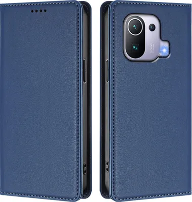 Obrázek produktu pro Kožené pouzdro pro Xiaomi Mi 11 Pro, magnetické flipové pouzdro zPolyuretankůže se stojánkem Tmavě modrá