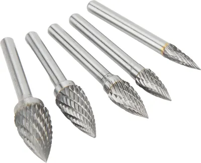 Image de 5 Pcs Double Cut Carbide Rotary File Set with 6mm/0.24in Shank for Aviation Automobile Ship