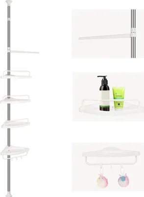 Produktbild von Edelstahl Teleskopregal Eckregal Badregal Ablagen Duschecke Duschregal Ecke 4Böden