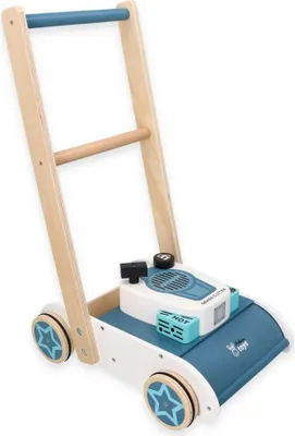 Produktbild von Rasenmäher für Kinder, aus Holz, für Kinder ab 3 Jahren, Schieberasenmäher mit Sound - Laufspielzeug - 36x26x55 cm - Lauflernhilfe Rasenmäher Spielzeug - Gartengeräte Kinder