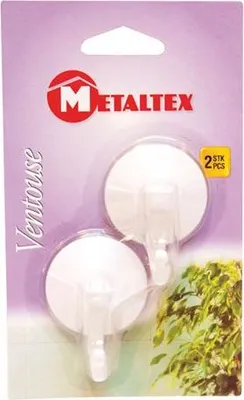Productafbeelding van Zuighaken met haak, diameter 4 cm, 2 stuks, van wit kunststof