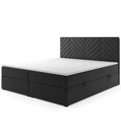 Produktbild von Boxspringbett MANILA mit Bettkasten 180 x 200 cm Webstoff Schwarz Bett Bettkasten