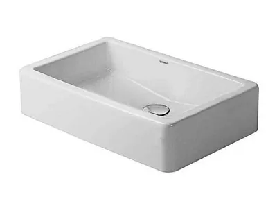 Obrázok produktu pre Duravit umývadlo na dosku VERO bez prepadu, s otvorom na batériu, 600 x 380 mm, leštené, bez otvoru na batériu, biele