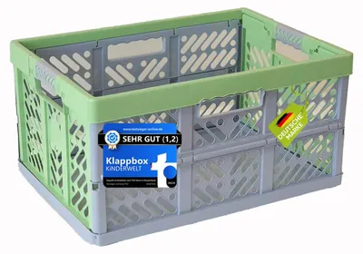 Produktbild von KiNDERWELT Robuste Profi - Klappbox 45 L bis 50 kg - Faltbox, Kiste, Korb zur Aufbewahrung, Transport - grün