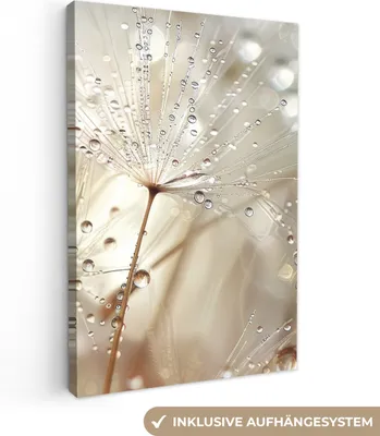 Produktbild von MuchoWow© Leinwandbilder 40x60 cm - Motiv: Beige Blumen, moderne Wandbilder für Wohnzimmer & andere Zimmer