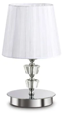 Produktbild von Ideal Lux PEGASO TL1 SMALL, Chrom, Weiß, Stoff, Glas, Metall, Wohnzimmer, IP20, E14, 1 Glühbirne(n)