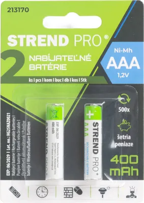 Zdjęcie produktu dla Strend Pro Bateria akumulatorowa AAA 400 mAh Ni-Mh 2 szt