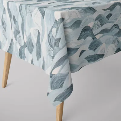 Produktbild von SCHÖNER LEBEN. Tischdecke Wellen blau verschiedene Größen Größe 130x200cm