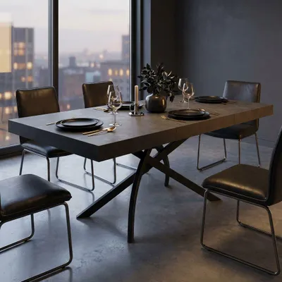 Immagine prodotto di Milani Home - tavolo da pranzo allungabile 140-180-220 x 90 x 77 cm, antracite, metallo