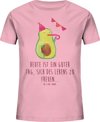 Produktbild von Mr. & Mrs. Panda Kleinkinder T-Shirt Avocado Party 5-6 Jahre (110/116) - Baumwolle Pink - Geschenk, Happy Birthday, Teenager, Avocados, Baumwollshirt Kinder, für, Bio