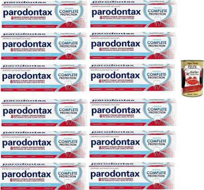 Produktbild von Dentifricio Complete Protection Original, Zahnpasta für gesundes Zahnfleisch und starke Zähne, 12x 75ml + Italian Gourmet polpa 400g