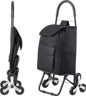 Immagine prodotto di Trolley saliscale SucceBuy, carrello spesa pieghevole da 36 litri. Un pratico trolley con 6 ruote e una borsa in tessuto Oxford. Ideale per la spesa, gli alimentari e il bucato