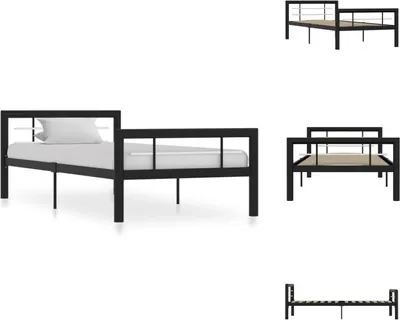 Produktbild von vidaXL Bettgestell Schwarz und Weiß Metall 90×200 cm -  Betten & Bettgestelle