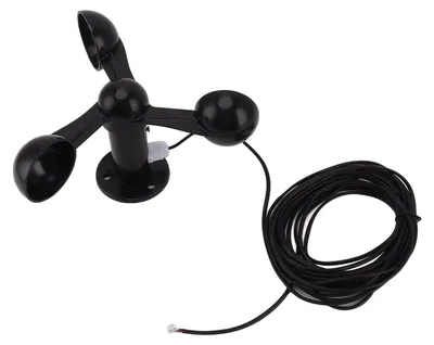 Produktbild von Windgeschwindigkeitssensor, 0–3,8 V, 3-Tassen-Anemometersensor mit 8 m wasserdichtem Kabel, 4 cm Befestigungsloch, störungsfreier Windmessdetektor