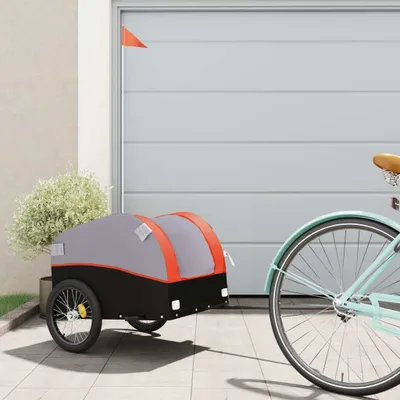 Productafbeelding van Maison Exclusive - Fietsaanhanger, zwart en oranje, 30 kg, staal